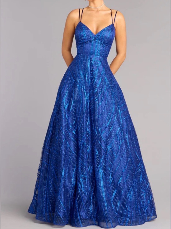 Windsor Dresses & Skirts - Windsor Royal Blue Glitter A-Line Prom Dress/ Altered